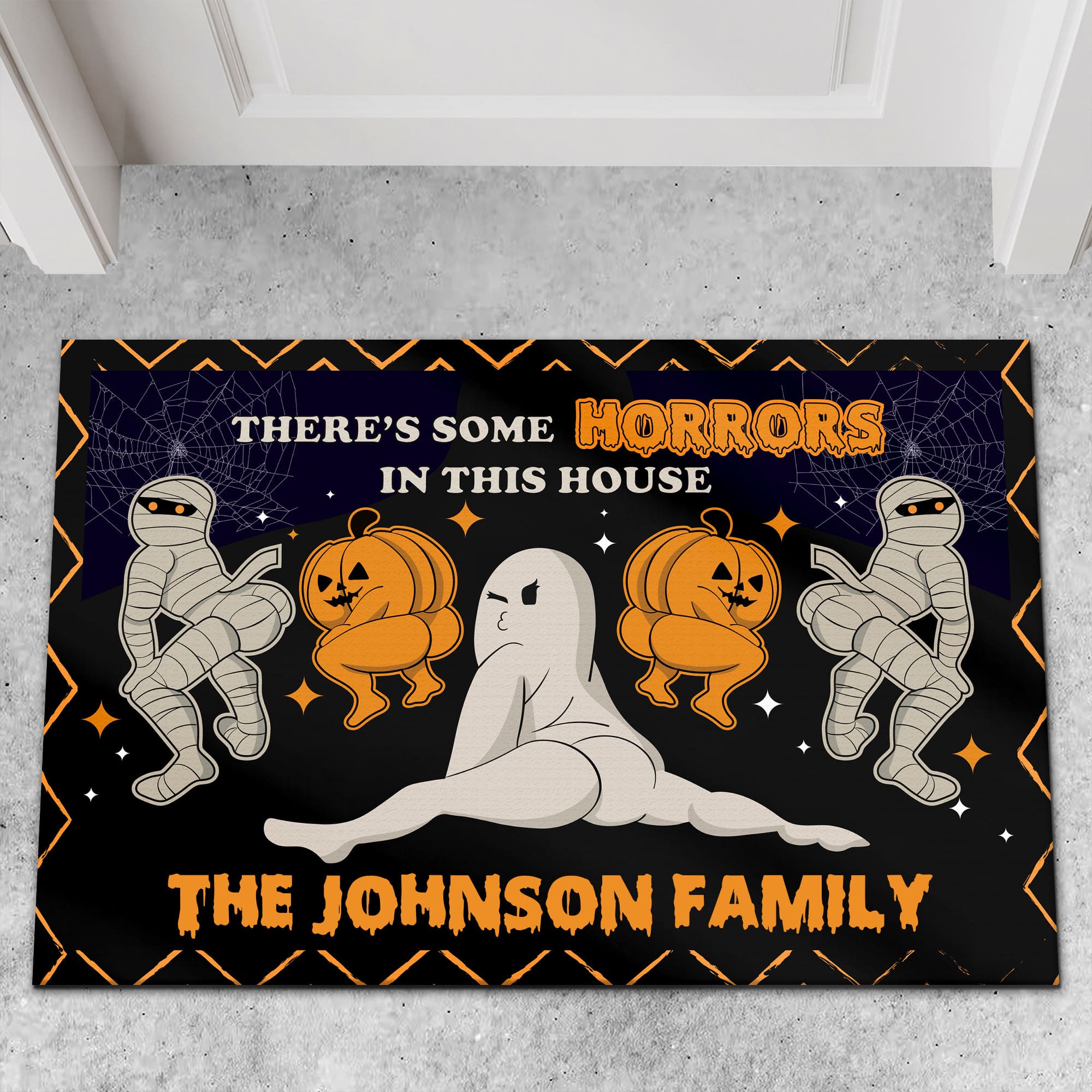 There's Some Horrors In This House Doormat, Halloween Welcome Mat, Funny Halloween Doormat T1312