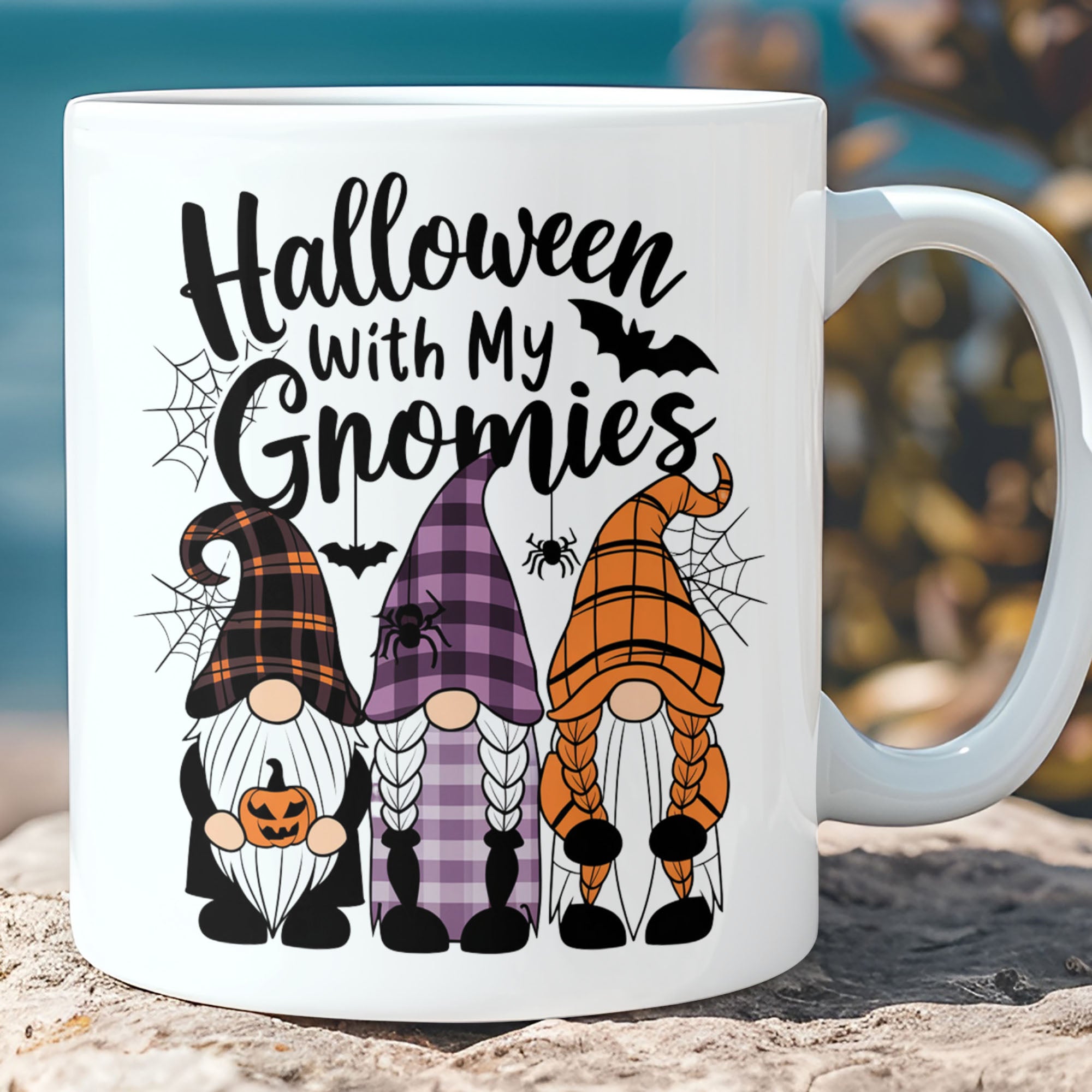 Halloween With My Gnomies Mug, Cute Halloween Mug, Halloween Mug T1315