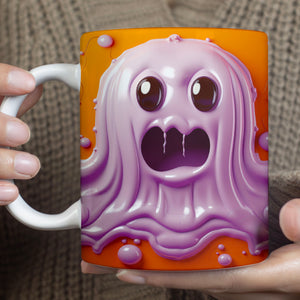 3D Purple Halloween Ghosts Mug, Spooky Ghost Mug, Halloween 3D Inflated Mug T1325