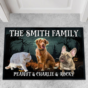 Custom Pets Photo Halloween Doormat, Live Preview Upload Photo Doormat, Personalized Photo Dog Cat Halloween Doormat - C1333