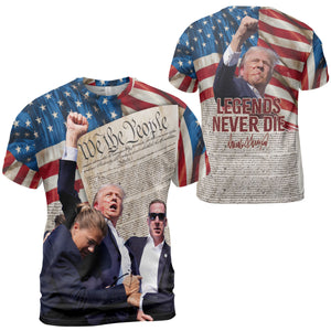 Legends Never Die Unisex 3D T-Shirt | We The People Shirt | Trump Fight Shirt | Trump Supporters All-Over Printed T-Shirt C1334 - GOP