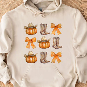 Western Fall Pumpkin Bowtie Shirt, Fall Season Shirt, Fall Autumn Shirt, Halloween Shirt, Halloween Sweatshirt T1340