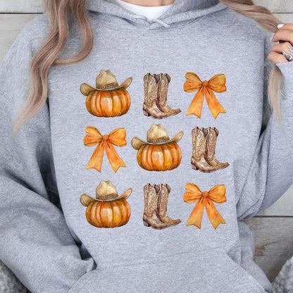 Western Fall Pumpkin Bowtie Shirt, Fall Season Shirt, Fall Autumn Shirt, Halloween Shirt, Halloween Sweatshirt T1340