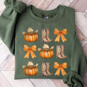 Western Fall Pumpkin Bowtie Shirt, Fall Season Shirt, Fall Autumn Shirt, Halloween Shirt, Halloween Sweatshirt T1340