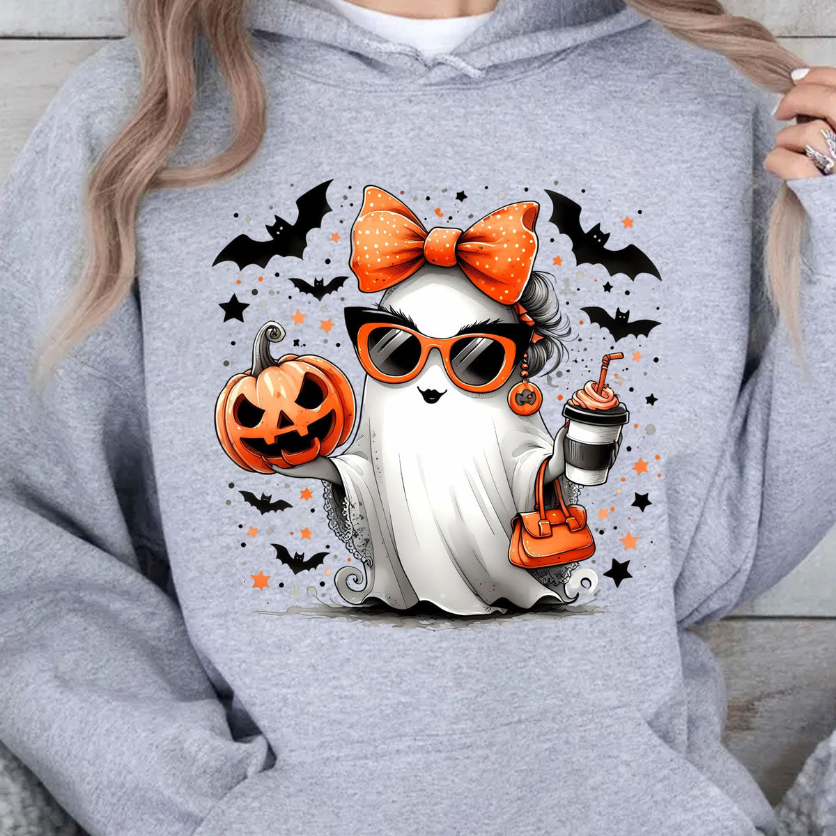 Stylish Fashion Ghost Girl, Cute Ghost Shirt, Halloween Shirt, Cute Halloween Sweatshirt T1347