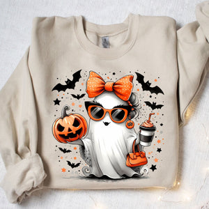 Stylish Fashion Ghost Girl, Cute Ghost Shirt, Halloween Shirt, Cute Halloween Sweatshirt T1347