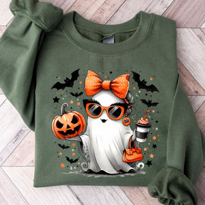 Stylish Fashion Ghost Girl, Cute Ghost Shirt, Halloween Shirt, Cute Halloween Sweatshirt T1347