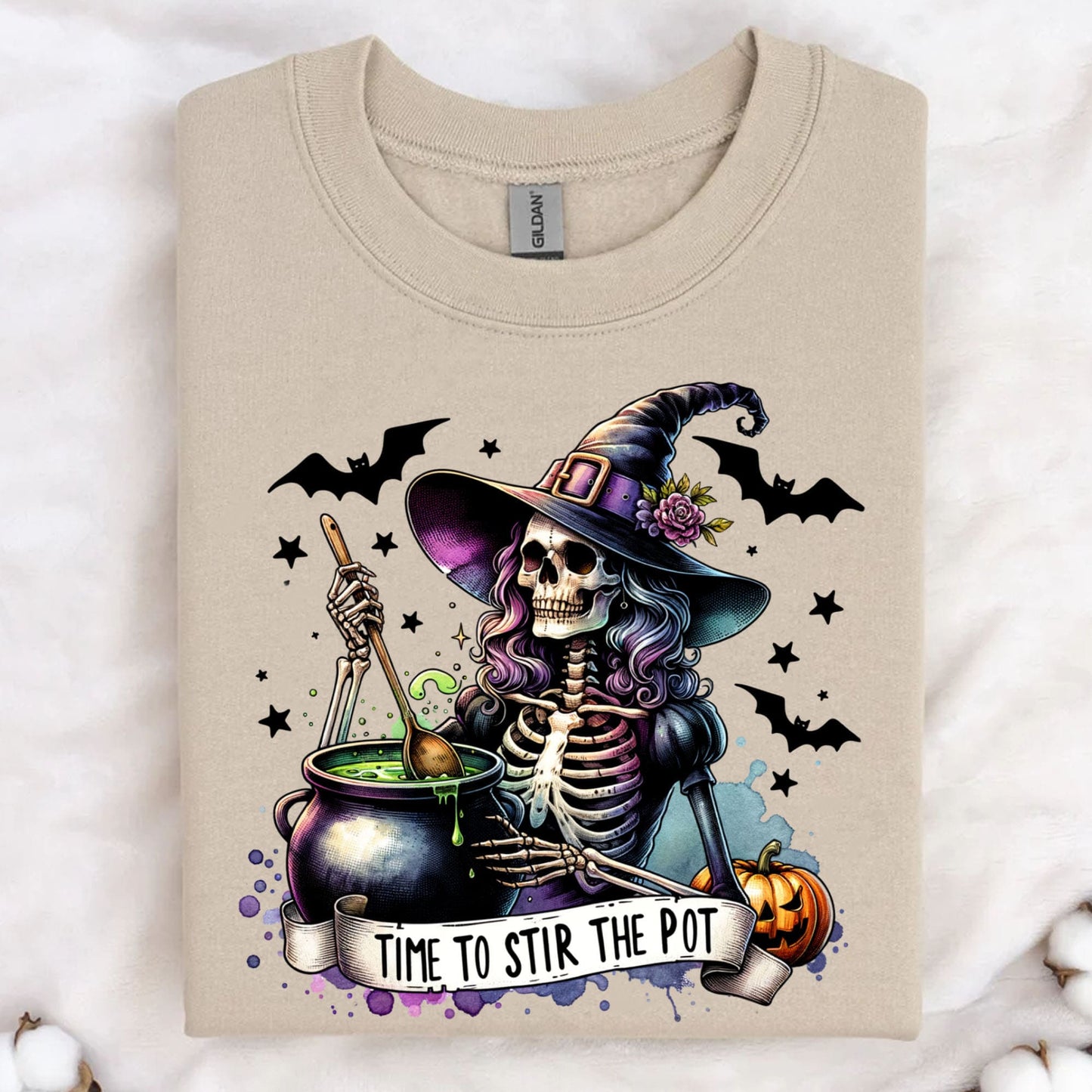 Time To Stir The Pot Shirt, Witches Skeleton Shirt, Spooky Halloween Shirt, Halloween Sweatshirt T1348