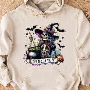 Time To Stir The Pot Shirt, Witches Skeleton Shirt, Spooky Halloween Shirt, Halloween Sweatshirt T1348