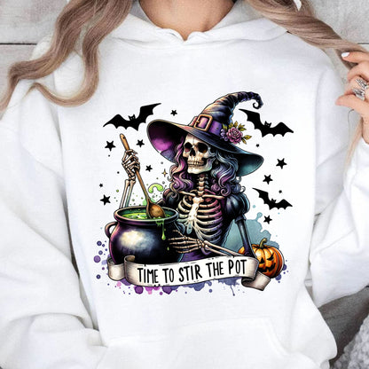 Time To Stir The Pot Shirt, Witches Skeleton Shirt, Spooky Halloween Shirt, Halloween Sweatshirt T1348