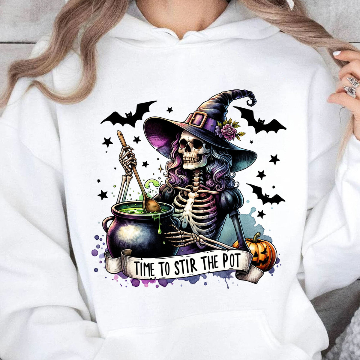 Time To Stir The Pot Shirt, Witches Skeleton Shirt, Spooky Halloween Shirt, Halloween Sweatshirt T1348