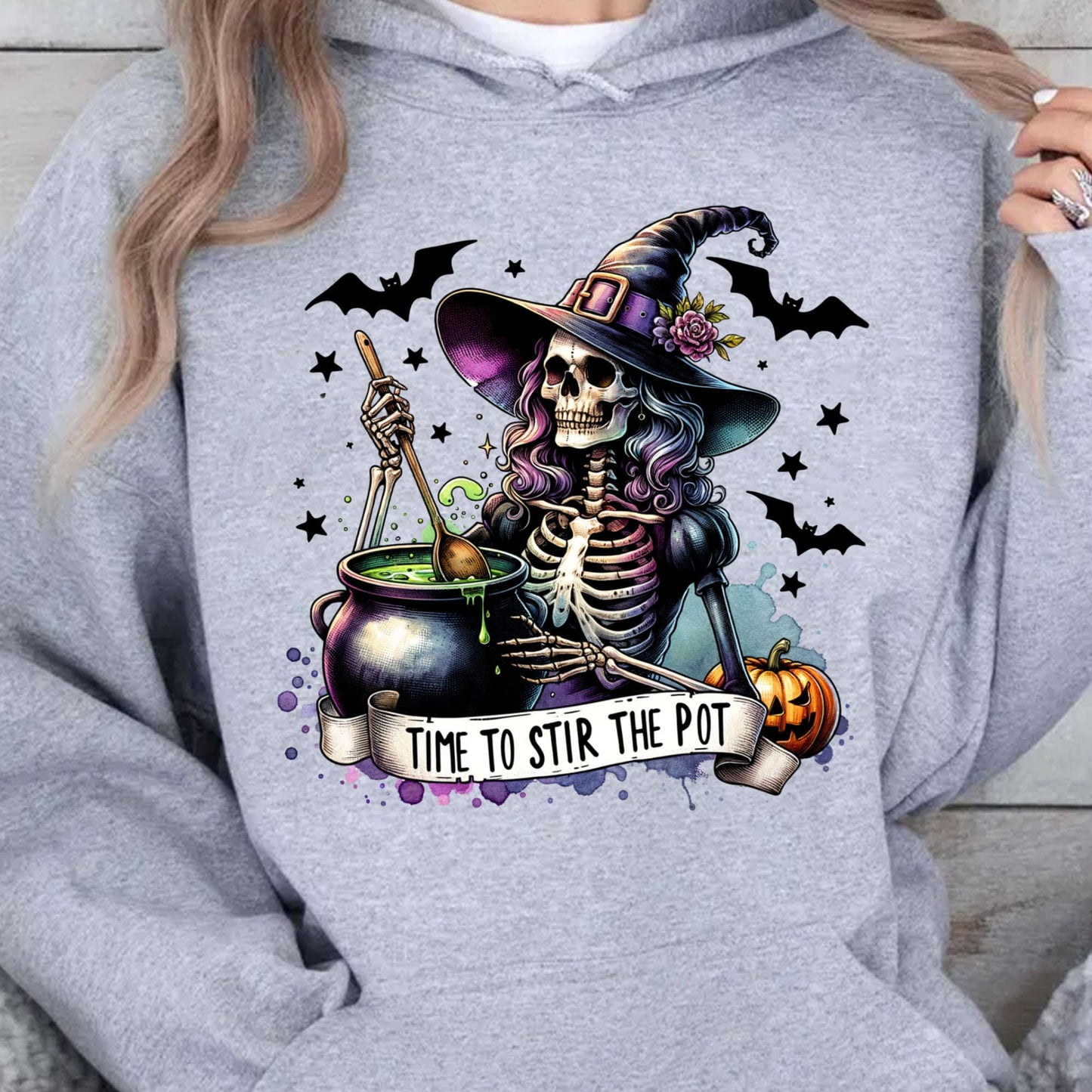 Time To Stir The Pot Shirt, Witches Skeleton Shirt, Spooky Halloween Shirt, Halloween Sweatshirt T1348