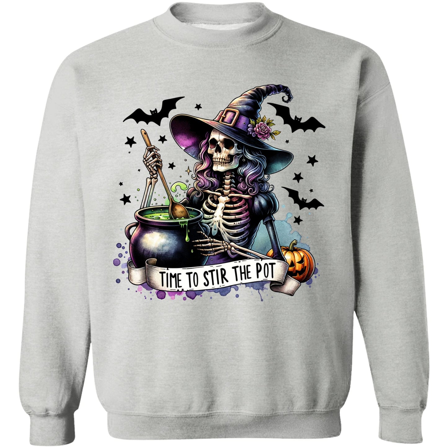 Time To Stir The Pot Shirt, Witches Skeleton Shirt, Spooky Halloween Shirt, Halloween Sweatshirt T1348