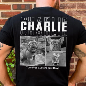 Live Preview Custom Collage Pets Photo, Personalized Upload Dog Cat Pet Photo Backside Shirt Dark C1352