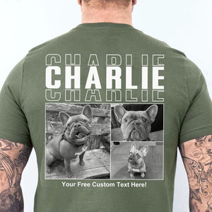 Live Preview Custom Collage Pets Photo, Personalized Upload Dog Cat Pet Photo Backside Shirt Dark C1352