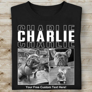 Live Preview Custom Collage Pets Photo, Personalized Upload Dog Cat Pet Photo Shirt Dark C1352