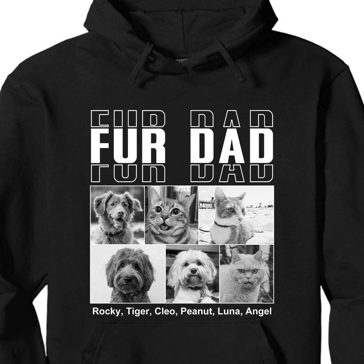 Live Preview Custom Collage Pets Photo, Personalized Upload Dog Cat Pet Photo Shirt Dark C1352