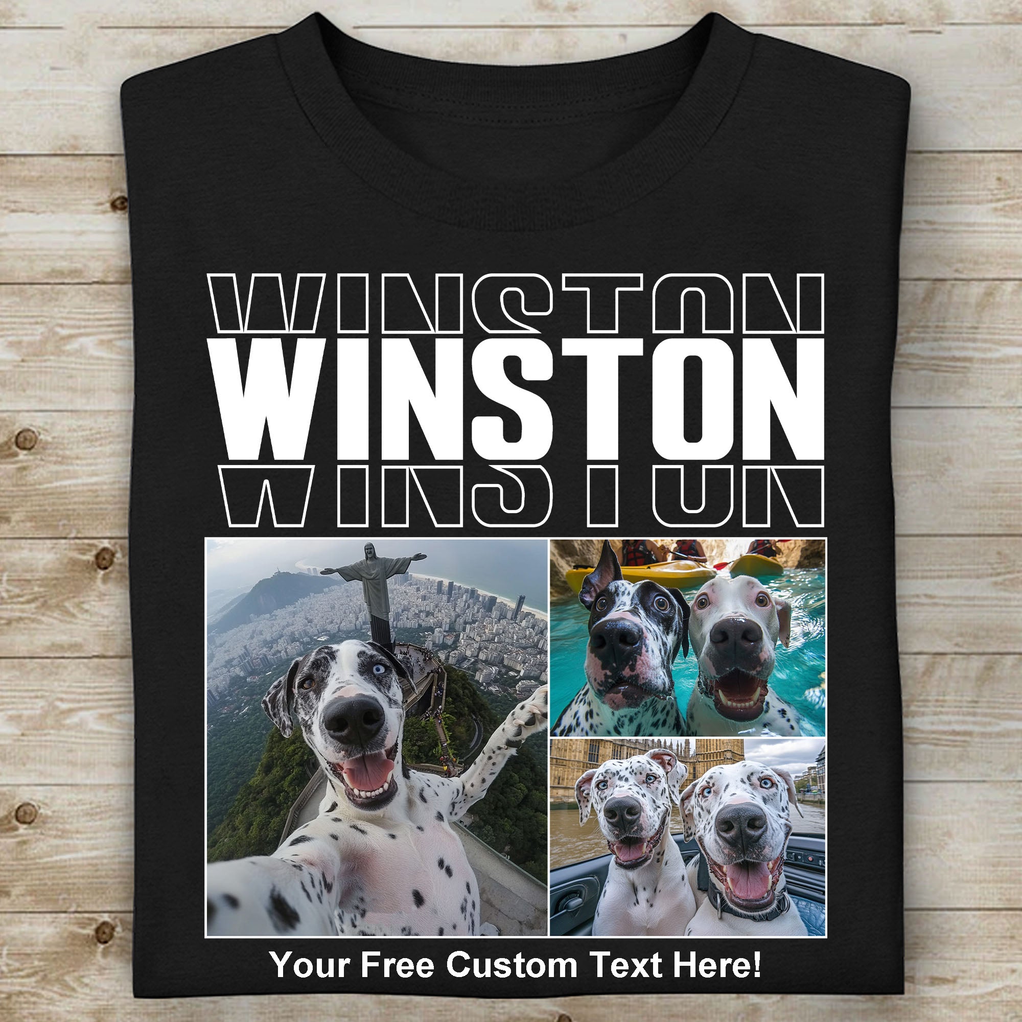 Live Preview Custom Collage Pets Photo, Personalized Upload Dog Cat Pet Photo Shirt Dark C1352