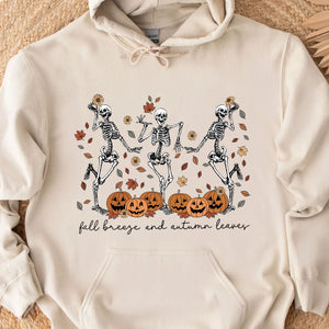 Fall Breeze And Autumn Leaves Shirt, Halloween Skeleton Shirt, Funny Halloween Shirt, Halloween Sweatshirt T1357