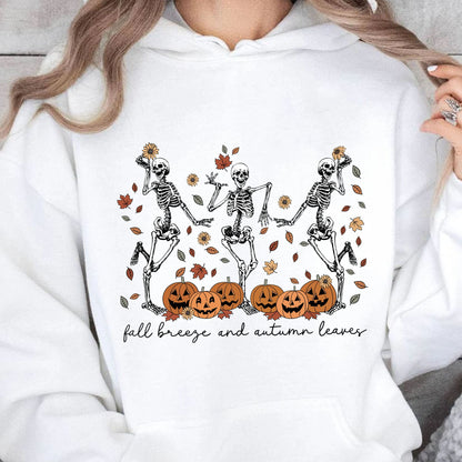 Fall Breeze And Autumn Leaves Shirt, Halloween Skeleton Shirt, Funny Halloween Shirt, Halloween Sweatshirt T1357
