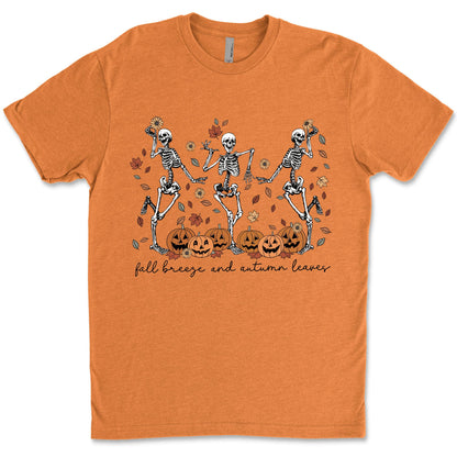 Fall Breeze And Autumn Leaves Shirt, Halloween Skeleton Shirt, Funny Halloween Shirt, Halloween Sweatshirt T1357