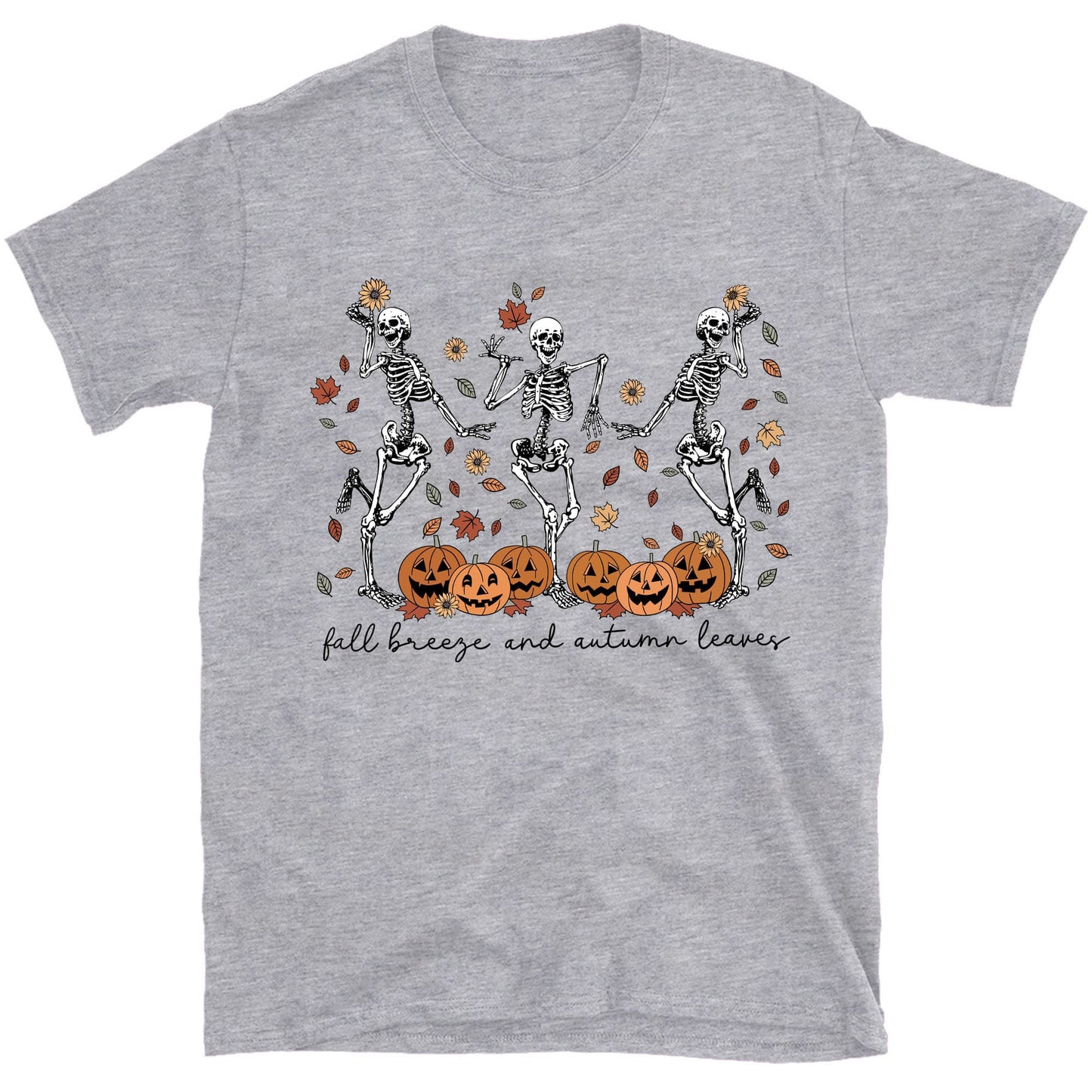 Fall Breeze And Autumn Leaves Shirt, Halloween Skeleton Shirt, Funny Halloween Shirt, Halloween Sweatshirt T1357