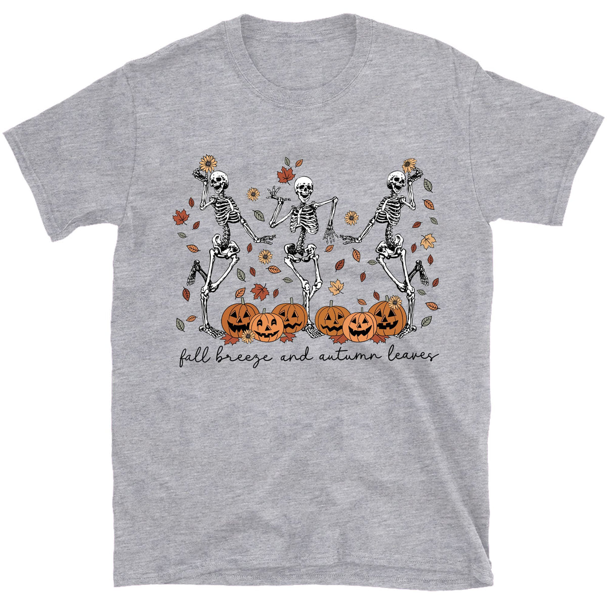 Fall Breeze And Autumn Leaves Shirt, Halloween Skeleton Shirt, Funny Halloween Shirt, Halloween Sweatshirt T1357