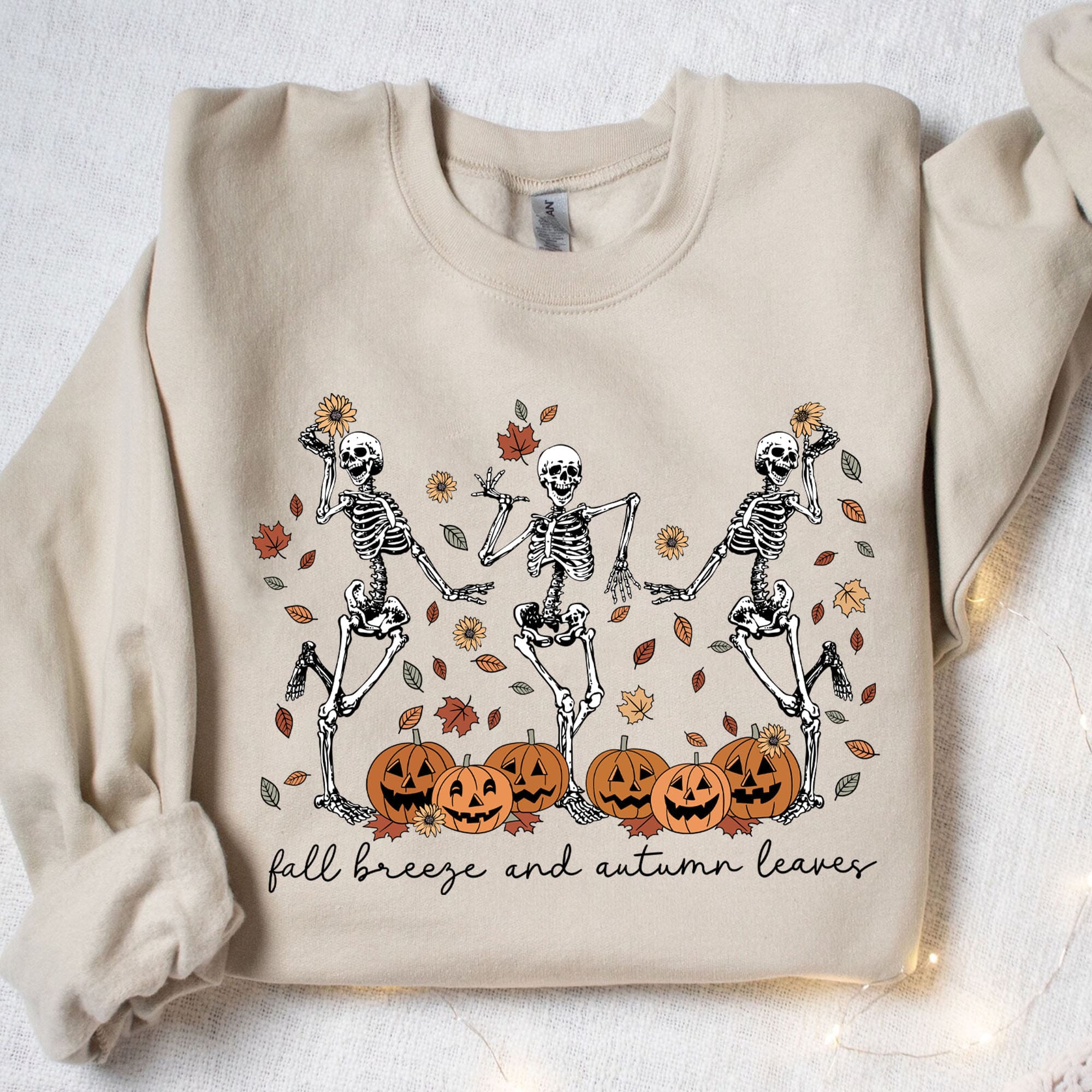 Fall Breeze And Autumn Leaves Shirt, Halloween Skeleton Shirt, Funny Halloween Shirt, Halloween Sweatshirt T1357