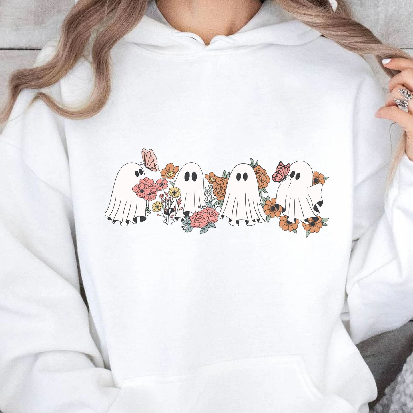 Retro Floral Ghosts Shirt, Cute Halloween Shirt, Halloween Sweatshirt T1358