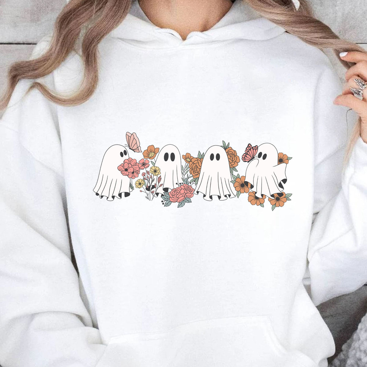 Retro Floral Ghosts Shirt, Cute Halloween Shirt, Halloween Sweatshirt T1358