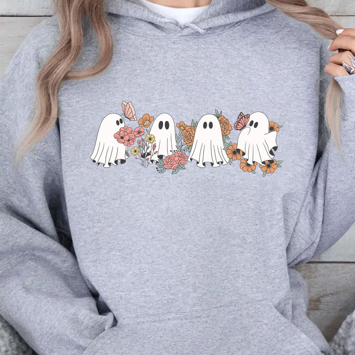 Retro Floral Ghosts Shirt, Cute Halloween Shirt, Halloween Sweatshirt T1358