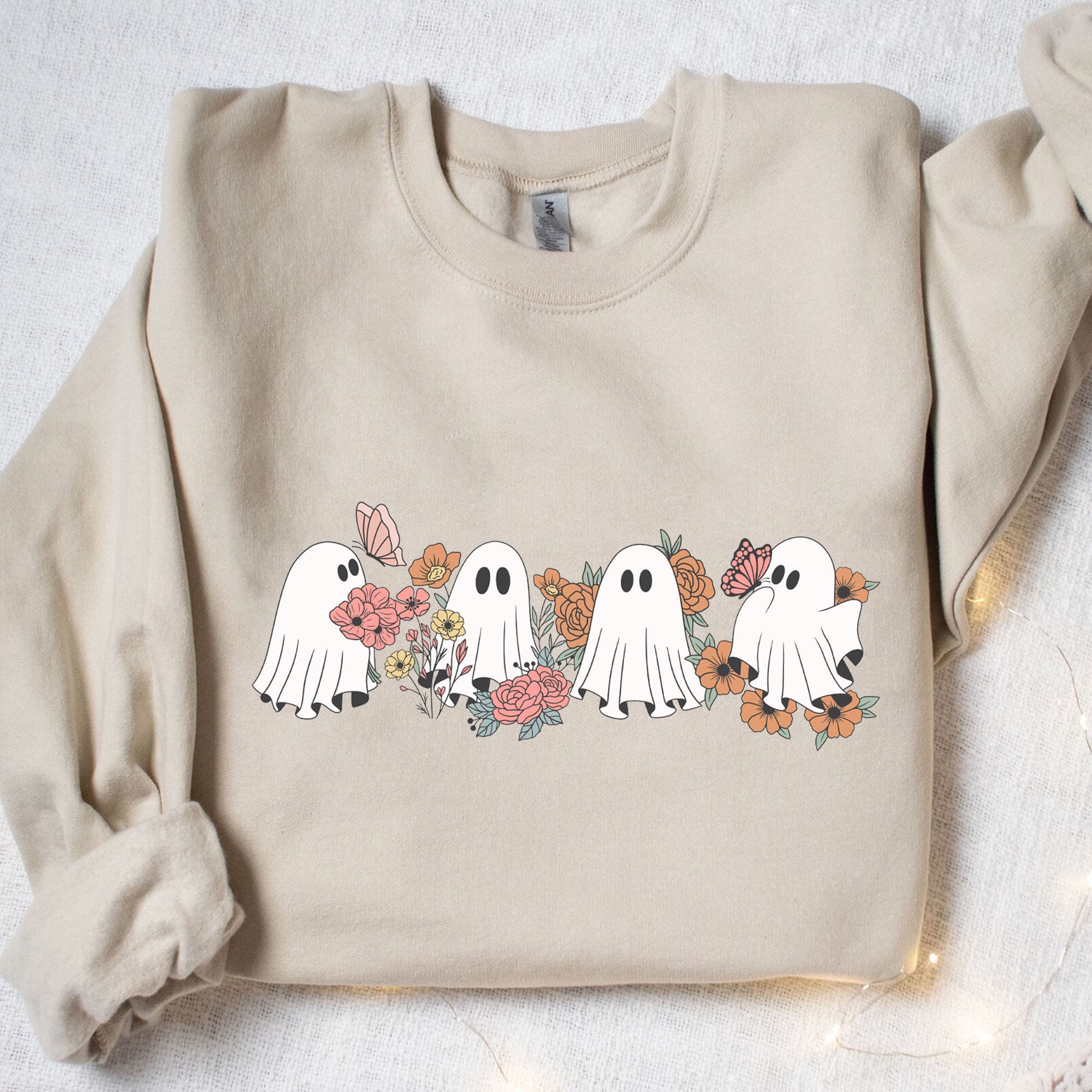 Retro Floral Ghosts Shirt, Cute Halloween Shirt, Halloween Sweatshirt T1358