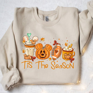 Tis The Season Shirt, Football Halloween Shirt, Pumpkin Spice Shirt, Mouse Pumpkin Shirt, Autumn Halloween Sweatshirt T1360