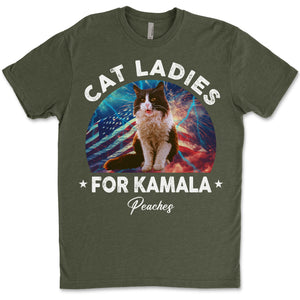 Custom Photo Cat Ladies for Kamala Shirt, Kamala Harris Shirt, Election Shirt, Personalized Cat Mom Shirt Dark C1366 - KH2