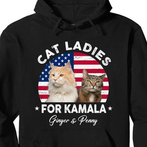 Custom Photo Cat Ladies for Kamala Shirt, Kamala Harris Shirt, Election Shirt, Personalized Cat Mom Shirt Dark C1366 - KH2