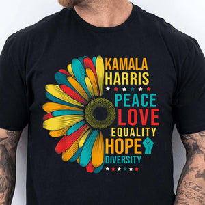 Kamala Harris Peace Love Equality Hope Diversity, Womens Power, Madam President, Kamala Harris 2024 Shirt, Democrat Shirt Dark T1370 - KH2