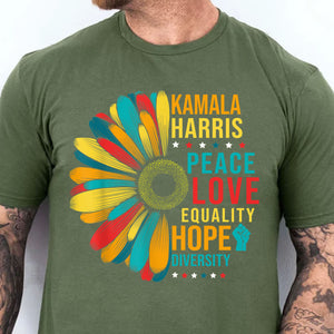 Kamala Harris Peace Love Equality Hope Diversity, Womens Power, Madam President, Kamala Harris 2024 Shirt, Democrat Shirt Dark T1370 - KH2