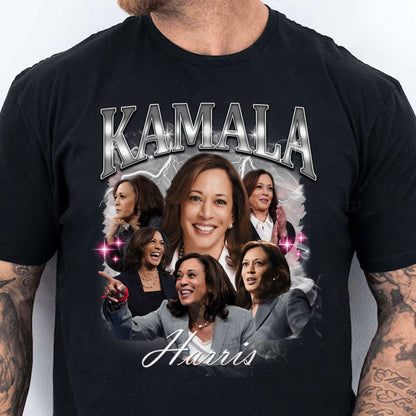 Kamala Harris 2024 Bootleg Shirt, Kamala Harris Vintage Photo Shirt, Kamala Harris Retro 90s Shirt, Democrat Shirt Dark T1371 - KH2