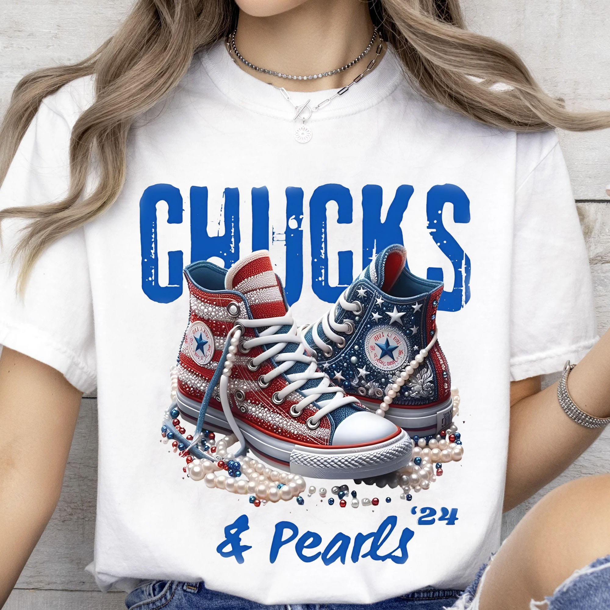 Chuck and Pearls Shirt, Kamala Harris 2024 Shirt, Democrat Shirt Bright T1376 - KH2