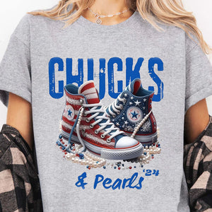 Chuck and Pearls Shirt, Kamala Harris 2024 Shirt, Democrat Shirt Bright T1376 - KH2