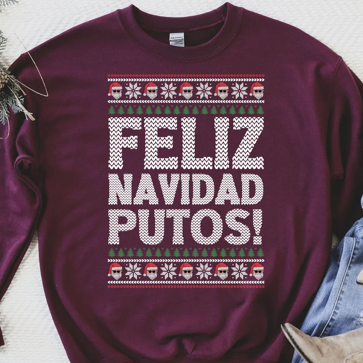 Feliz Navidad Putos Ugly Sweater, Republican Shirt, Trump 2024 Sweatshirt, Trump Supporters Christmas Sweatshirt T1379 - GOP