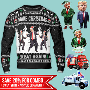 Make Christmas Great Again, Funny Trump Dancing Ugly Sweater, Trump 2024 Christmas All-Over-Printed Sweatshirt C1383 - GOP