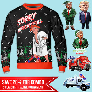 Sorry, Merica's Full Unisex Sweater | Trump Funny Ugly Xmas | Trump 2024 Christmas All-Over-Printed Sweatshirt C1382 - GOP