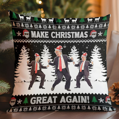 Merry Christmas Ya Filthy Democrats, Funny Trump Dancing Pillow, Trump 2024 Christmas Pillow M1383 - GOP