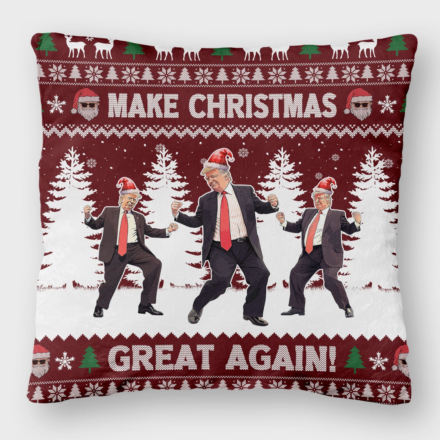 Merry Christmas Ya Filthy Democrats, Funny Trump Dancing Pillow, Trump 2024 Christmas Pillow M1383 - GOP