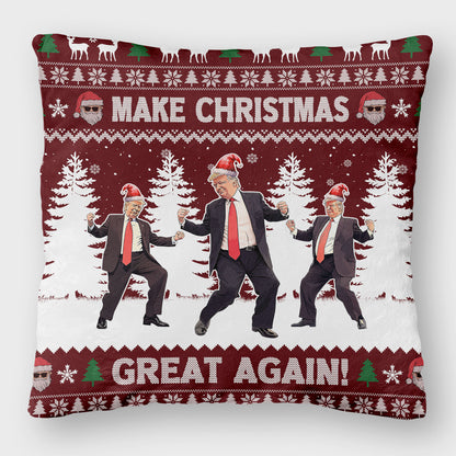 Merry Christmas Ya Filthy Democrats, Funny Trump Dancing Pillow, Trump 2024 Christmas Pillow M1383 - GOP