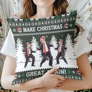 Merry Christmas Ya Filthy Democrats, Funny Trump Dancing Pillow, Trump 2024 Christmas Pillow M1383 - GOP