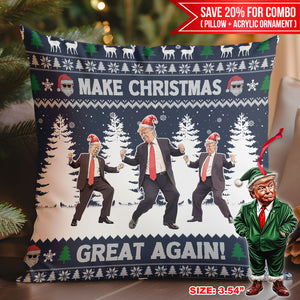 Merry Christmas Ya Filthy Democrats, Funny Trump Dancing Pillow, Trump 2024 Christmas Pillow M1383 - GOP