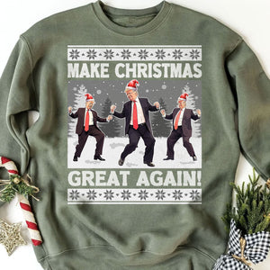 Make Christmas Great Again, Funny Trump Dancing Ugly Sweater, Trump 2024 Sweatshirt, Trump Supporters Christmas Sweatshirt T1383 - GOP