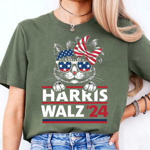 Cat Harris Walz 2024 Shirt | Kamala Harris 2024 Shirt | Democrat Shirt Dark T1402 - KH2